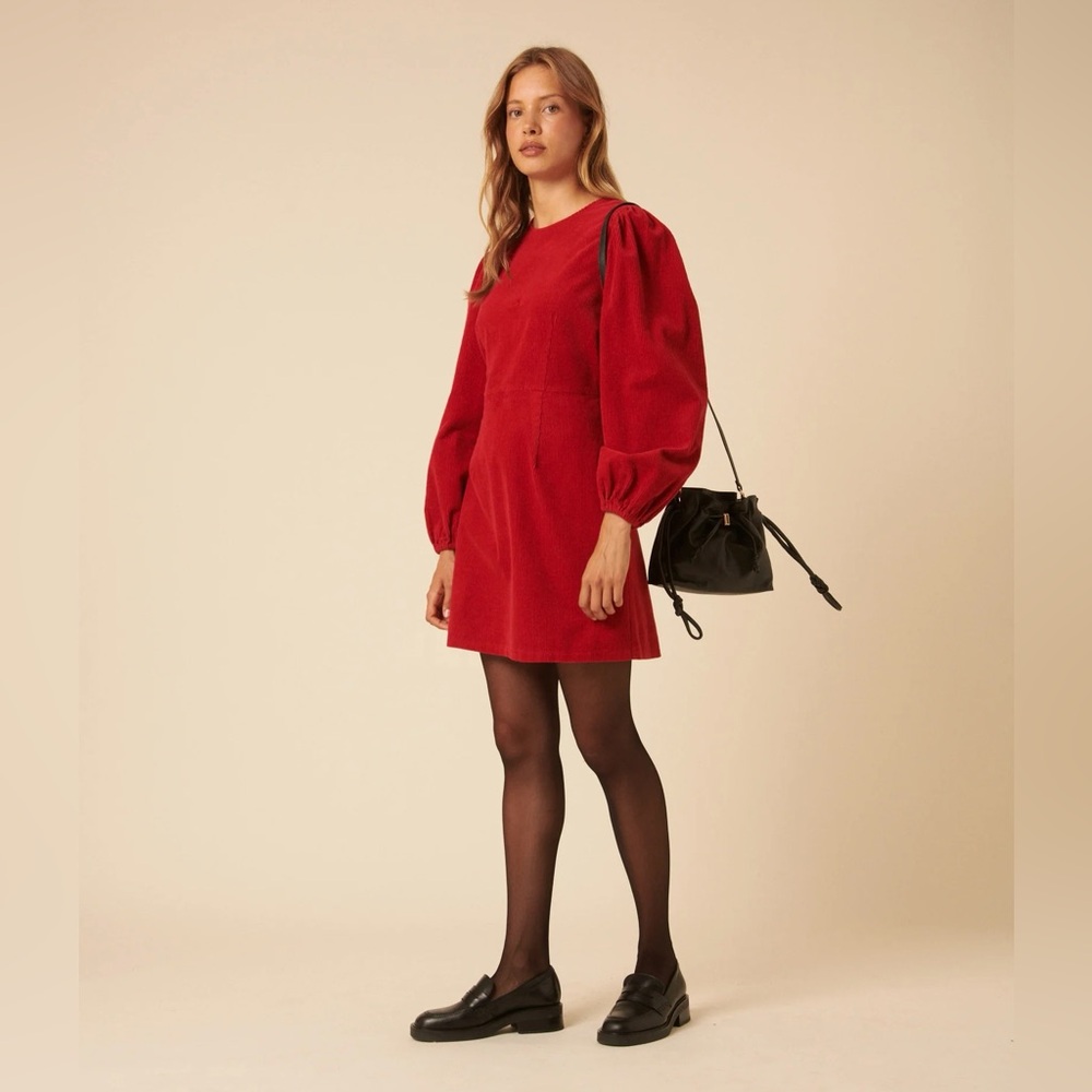NWT Nobody's Child Red Cord Balloon Sleeve Peggy Mini Dress